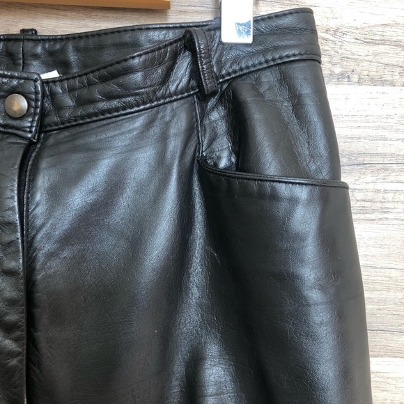 Vintage Black Leather Straight Leg Trousers Size 10 - Picture 3 of 9